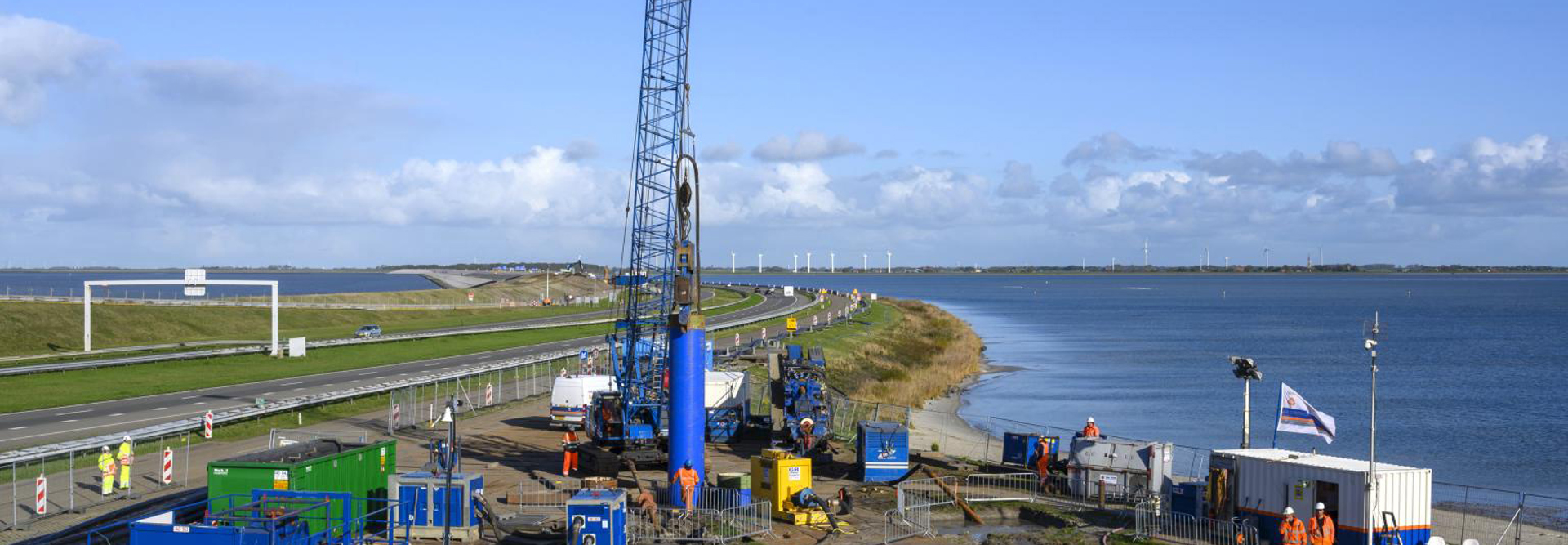 Bouw De Nieuwe Afsluitdijk Met Kooi Camerabewaking